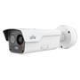 Uniview Dual IP varmekamera - Termisk: 400x300 | Objektiv 35mm - Objektiv: 4 MP | Objektiv 12 mm - Mikrofon, Højttaler, Alarmer - SIP | Branddetektering | Røgdetektering | PoE - Temperaturmåleområde -20~150ºC / ± 8ºC