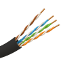 UTP-kabel - Kategori 5E - Tromle med 305 meter - OFC-leder, renhed 99,9% kobber - Diameter 4,5 mm - Særlig kappe til udendørsbrug