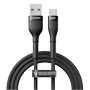 Veger - USB-kabel 2.0 til computere - USB-A til USB-C - Metalhylster, flettet nylon - Længde 1,2m - Hurtigopladning 66W | Farve sort