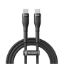 Veger - USB 2.0-kabel til alle enheder - USB-C til USB-C - Metalcover, fletsletvæv i nylon - Hurtig opladning PD 100W | 480Mbps - Længde 1,5m | Farve sort