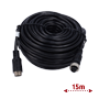 Kabel til IP-kameraer - M12 aviation stik - 6 ben - Længde 15 m - Hun - Hun