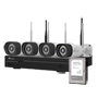 Nivian WiFi CCTV-kit - NVR 10 kanaler - 4 forregistrerede 3 Mpx kameraer - Egnet til udendørs brug IP66 - Inkluderer 1 harddisk 500GB - Esaecloud-app og software
