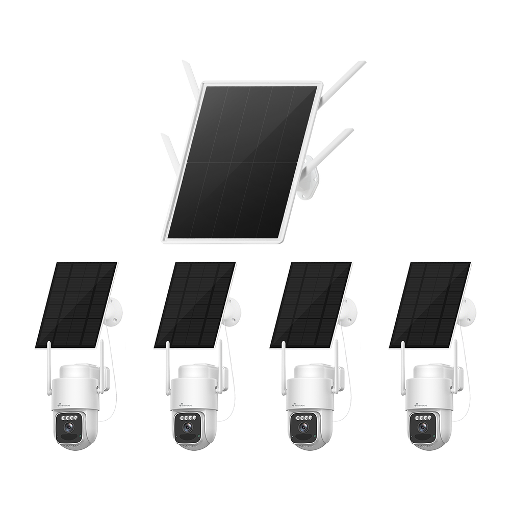 Nivian CCTV-kit 4G Solar 4MP - NVR 4-kanals autonomt batteri 30000mAh og panel 25W - Motoriserede PT-kameraer 4MP med batteri 7800mAh - 4G LTE Cat.4 og WiFi6 dual-band tilslutning - Understøtter MicroSD-kort op til 256GB - Intelligent fjernhåndtering med EseeCloud-app