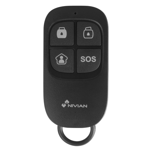 Nivian Smart fjernbetjening - Armering, deaktivering, delvis armering og panik - LED-indikator - Trådløs 433 MHz - Kompatibel med Nivian Smart alarmkort - Transmissionsafstand ≤80m i åbent område