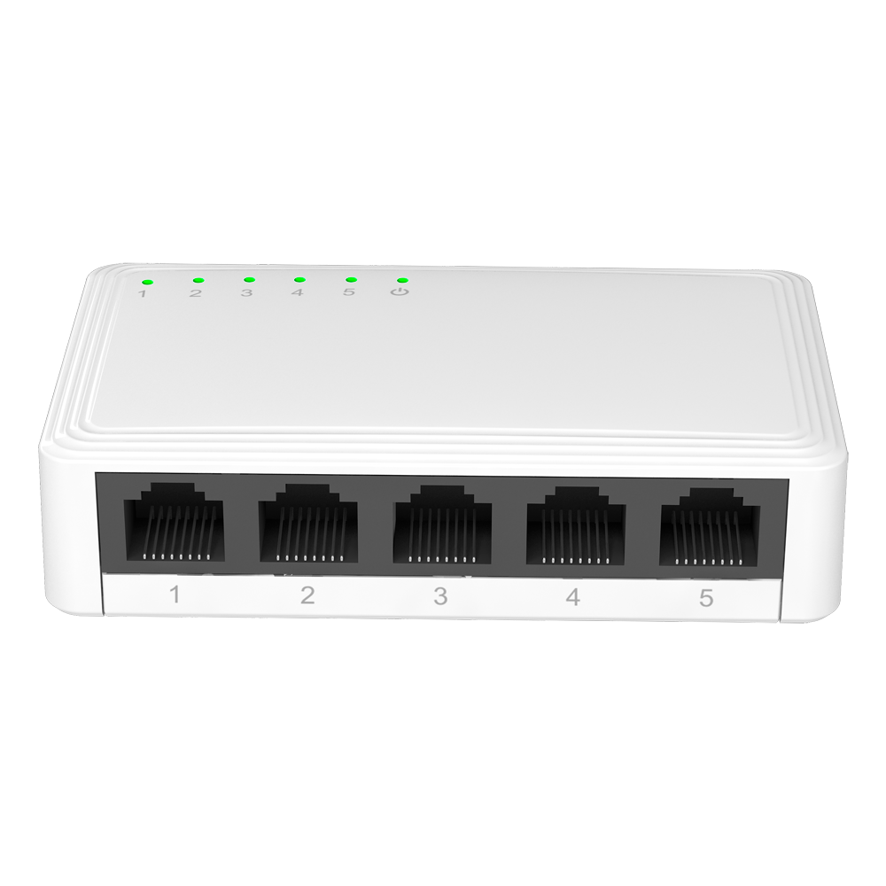 Gigabit LAN Switch 5 porte - 5 porte RJ45 - Hastighed 10/100/1000 Mbps - Høj hastighed på alle porte - Designet til højydelsesnetværk - Plug & Play