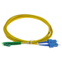 Duplex fiberoptisk forbindelsesledning - højydelse single-mode fiber G657A2 - LC APC og SC UPC hybridstik - præcis længde på 5 meter - gul LSZH yderjacket - universel generisk kompatibilitet