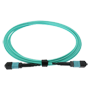 Højttæthed MPO backbone-kabel med 12 fibre - Low-loss Elite multimode fiber OM4 - Hun-til-hun MPO-stik med UPC-polering - Type B polaritet til 40G/100G-forbindelser - Længde på 5 meter og betydelig tykkelse på 3,0 mm - Halogenfri LSZH-kappe i aqua