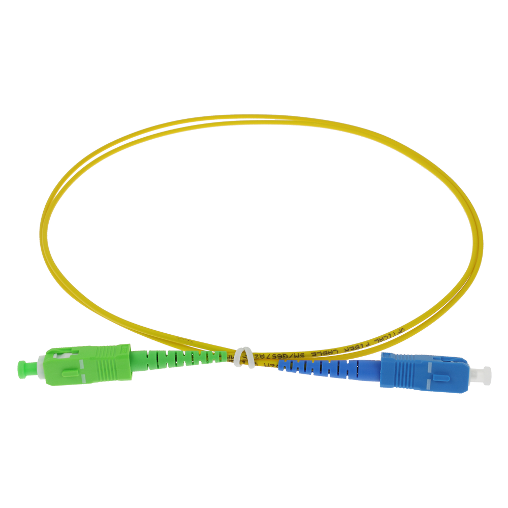 Simplex Fiber-Optisk Forbindelseskabel - Højpræstations single-mode fiber G657A2 - APC SC og UPC SC Hybrid-stik - Nøjagtig længde på 1 meter - LSZH Brandklassificeret Ydre Kappe - Universel Generisk Kompatibilitet