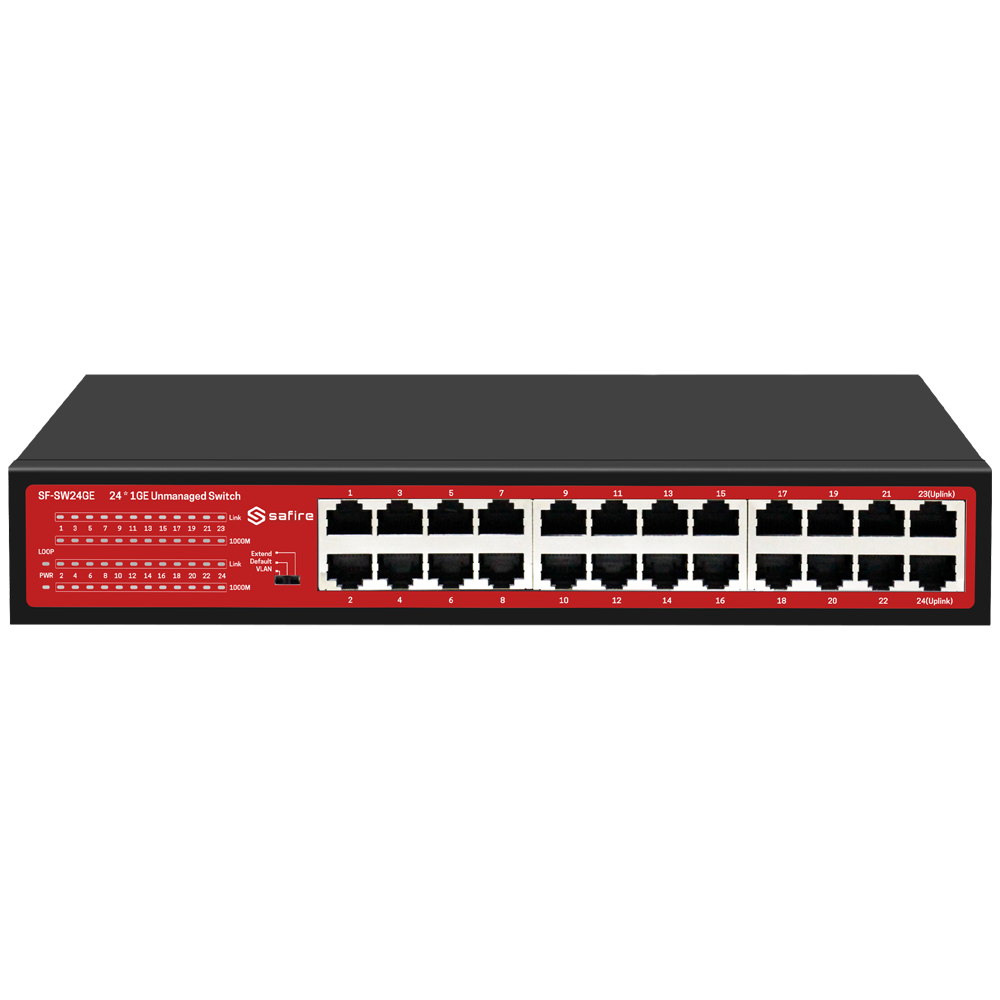 Ikke-administreret gigabit-switch - 24 RJ45 gigabit-porte (10/100/1000 Mbps) - VLAN-tilstand til portisoleringen 1-22