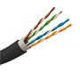 Netværkskabel U/UTP Kategori 5E - 100% solid kobberleder (BC) - Dobbelt beskyttelseskappe udvendig PE og indvendig PVC - Samlet længde 305 meter - Driftsfrekvensområde op til 100MHz - HDPE polyetylen dielektrisk isolation