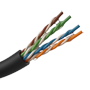 Cat5e netværkskabelrulle 305 meter - CCA-leder aluminiumsbelagt med kobber - Gelafstandsfyldning mod fugt og vand - Robust polyethylen PE-yderkabel - Integreret skæretråd til let afisoleringElektromagnetisk certificeret op til 100MHz