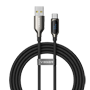 Veger - USB-kabel 2.0 til alle enheder - USB-A til USB-C - Zinklegering-stik med digitalt display - PD hurtigladekreis 66W | 480Mbps - Længde 1,2m | Sort