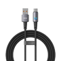 Veger - USB 2.0-kabel til alle enheder - USB-A til USB-C - Aluminiumslegering-stik med LED - PD hurtigopladning 66W | 480Mbps - længde 1,2m | Sort farve