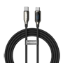 Veger - USB-kabel 2.0 til alle enheder - USB-C til USB-C - Zinkalloyforbinder med digitalt display - PD hurtiglader 100W | 480Mbps - Længde 1,5m | Sort