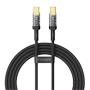 Veger - USB-kabel 2.0 til alle enheder - USB-C til USB-C - Stik med LED-indikator, akryl nylon - PD hurtiglading 240W | 480Mbps - Længde 1,5m | Sort farve