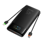 VEGER Powerbank med digital display - Kapacitet 20000mAh - Indgange 2x USB-C, 1x USB-A og integrerede kabler - Udgange 2x USB-C, 1x USB-A og integrerede kabler - Integrerede kabler: 2x USB-C - Hurtig opladning | 4 enheder samtidigt
