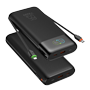 VEGER Powerbank med digital display - Kapacitet 27000mAh - 2x USB-C indgang, 1x USB-A og integrerede kabler
