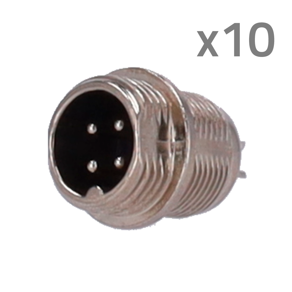 Stik M12 Han stik til lodning - Streamax kompatibel - 10 stk. per pose - 4 ben