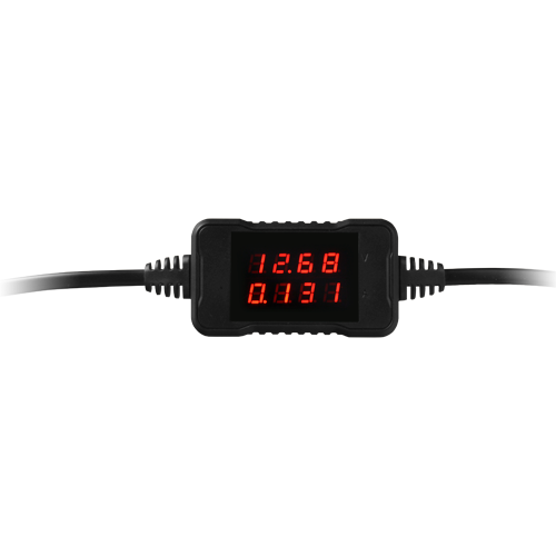 Strøm- og Spændingsmåler - Simpel tilslutning - Gør det muligt at kende spænding og strøm på den forsynede enhed - Input spænding 3.6~24V DC - Maksimal strøm 3A - LCD display