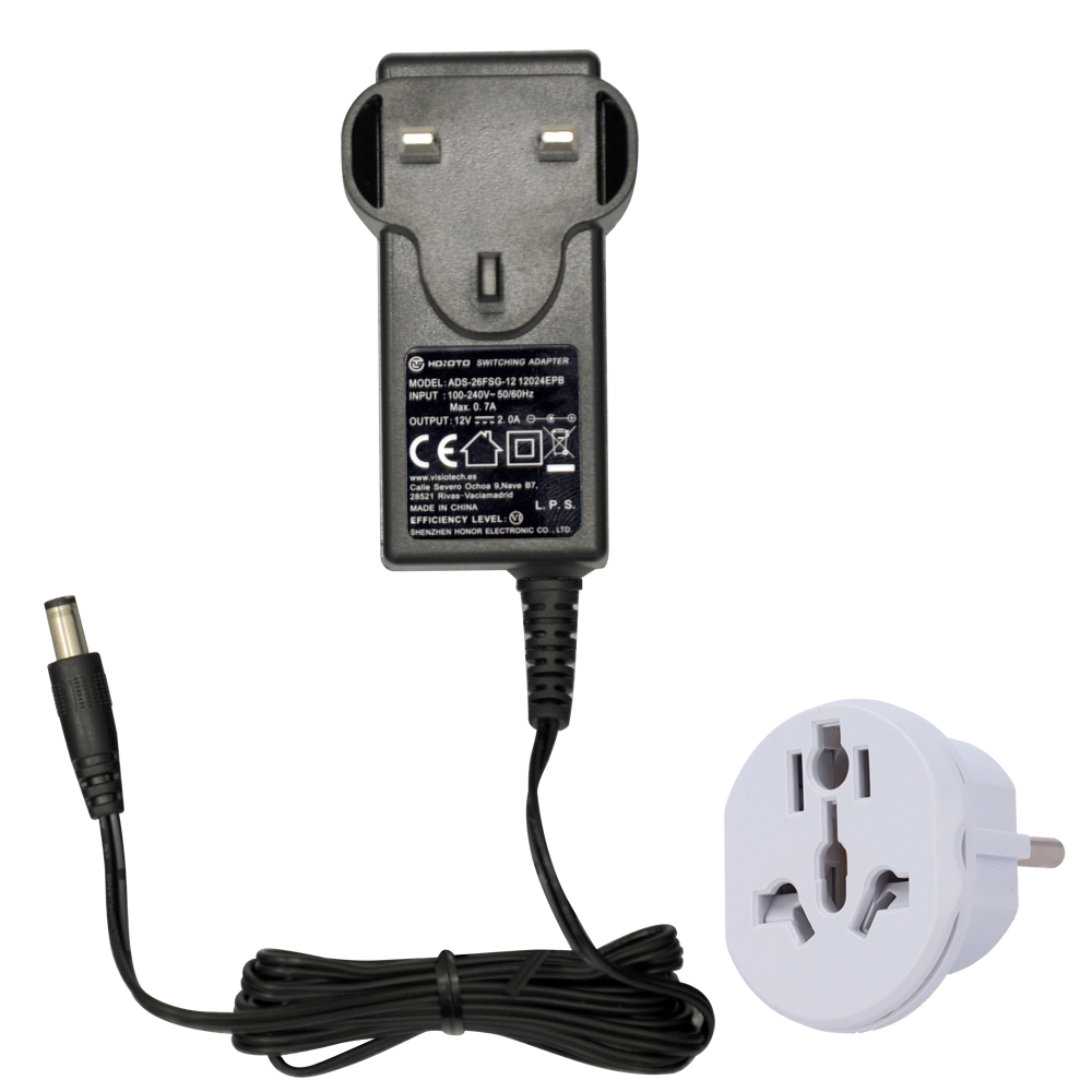 Elektronisk strømforsyning - 12 V / 2000 mA - Kompakte mål - 80(H) x 35(W) x 37(D)mm - 100 g - Stabiliseret